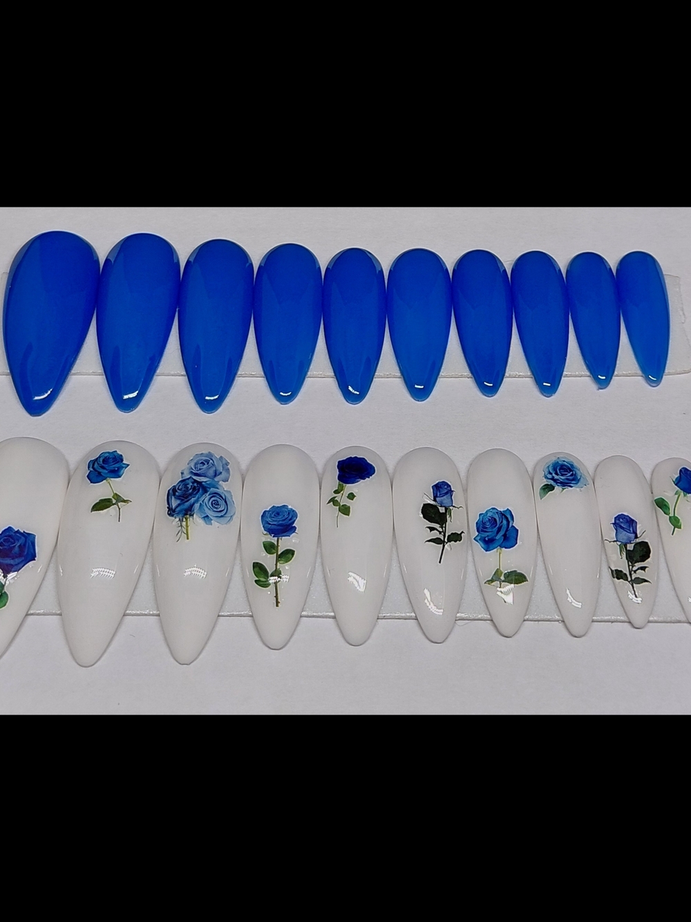 Handmade Hard Gel Blue Rose Press-On Nail Set